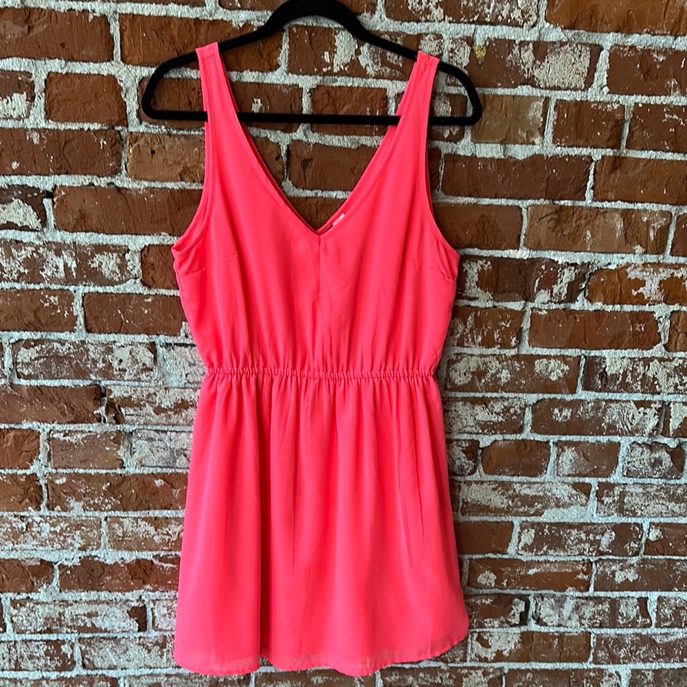 Divided Bright Pink V-Neck Dress